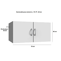 Inside 75 Surmeuble colonne de rangement LUND blanc mat 70 x 40 cm profondeur