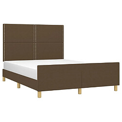 Avis Maison Chic Lit adulte - Cadre Structure de lit avec tête de lit Contemporain Marron foncé 140x200 cm Tissu -MN39675