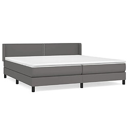 vidaXL Sommier à lattes de lit avec matelas Gris 200x200 cm Similicuir