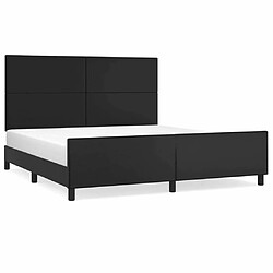 Maison Chic Lit adulte - Cadre Structure de lit avec tête de lit Contemporain Noir 160x200 cm Similicuir -MN95660