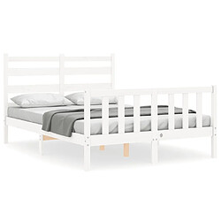 Maison Chic Cadre/structure de lit avec tête de lit pour adulte - Lit Moderne Chambre blanc 120x200 cm bois massif -MN85697