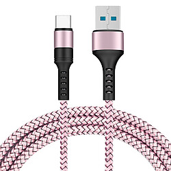 Cable USB / Type-C Charge Rapide 3A Nylon Renforce Rose 2M Pour Samsung A13 / A33 / A53 / S22 / S22 Plus / S22 Ultra Little Boutik®