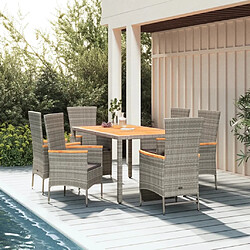 Maison Chic Mobilier à dîner 7 pcs de jardin avec coussins - Ensemble table et chaises d'extérieur - Salon/Mobilier de jardin classique gris rotin -MN25143