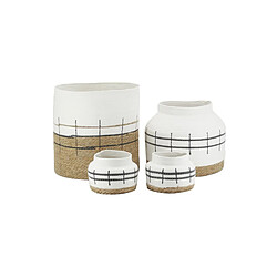 Aubry Gaspard Cache-pots en jonc naturel et blanc (lot de 4).