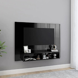 vidaXL Meuble TV mural Noir brillant 120x23,5x90 cm Bois d’ingénierie