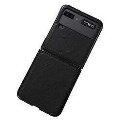 Coque en TPU + cuir véritable noir pour votre Samsung Galaxy Z Flip3 5G