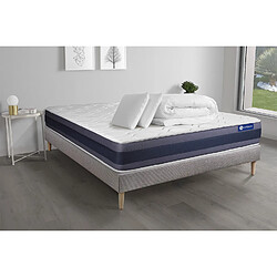 ACTISOM Pack prêt à dormir matelas Latex + Mémoire de forme ACTILATEX MORPHO 140x200 cm + sommier KIT gris + 2 oreillers + couette