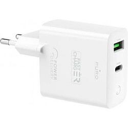 PURO Chargeur Double Prise USB A + C PD 32W (12+20W) Power Delivery Blanc