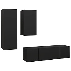 vidaXL Ensemble de meubles TV 4 pcs Noir Bois d'ingénierie