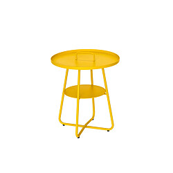 Table basse ronde en aluminium jaune Thasos Ø 50 cm - Jardiline