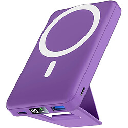 SANAG Batterie Externe Magnétique Sans Fil,10000Mah Power Bank Pliable Chargeur Portable Mag-Safe Batterie Usb-C Pd 22.5W Charge Rapide Affichage Led Pour Iphone 16/15/14/13/12/Pro/ - Violet Foncé