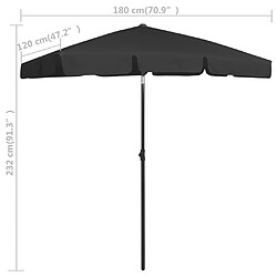 vidaXL Parasol de plage noir 180x120 cm pas cher