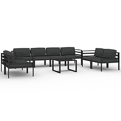 vidaXL Salon de jardin 9 pcs avec coussins Aluminium Anthracite