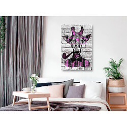 Artgeist Tableau - Giraffe with Pipe (1 Part) Vertical Pink [20x30]