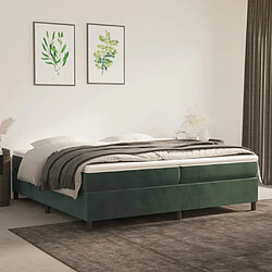 Maison Chic Lit Adulte - Lit simple Lit à sommier tapissier et matelas moelleux - Meuble de Chambre - Vert foncé 200x200cm Velours -MN78210