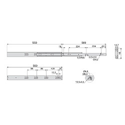 Acheter Emuca Pair de coulisses pour tiroirs, à billes, 45 x 550 mm, sortie totale, ferm