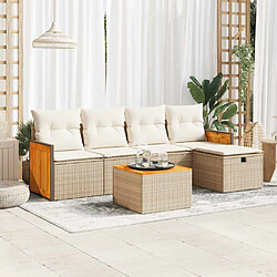 vidaXL Salon de jardin avec coussins 6 pcs beige résine tressée