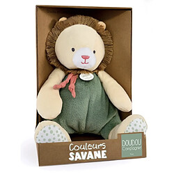 Doudou et Compagnie Peluche doudou lion beige et vert