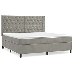 Maison Chic Lit Adulte - Lit simple Lit à sommier tapissier et matelas moelleux - Meuble de Chambre - Gris clair 160x200cm Velours -MN25031