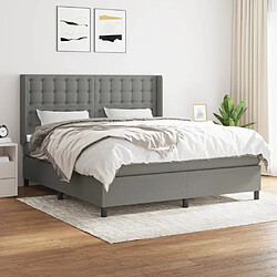 Maison Chic Lit adulte- Lit + matelas,Sommier à lattes de lit avec matelas Gris foncé 180x200cm Tissu -GKD12578