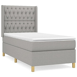 Maison Chic Lit Adulte - Lit simple Lit à sommier tapissier avec matelas moelleux - Meuble de Chambre - Gris clair 100x200cm Tissu -MN60931