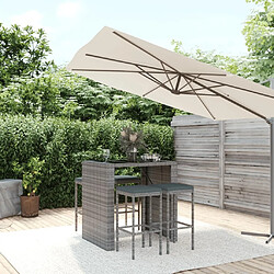 Maison Chic Ensemble de bar de jardin 5 pcs et coussins,Table + chaises + coussins d'extérieur gris poly rotin -GKD796950