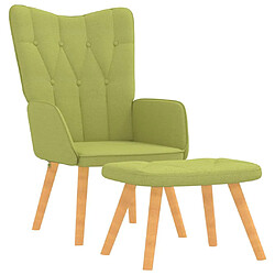 vidaXL Chaise de relaxation avec tabouret Vert Tissu