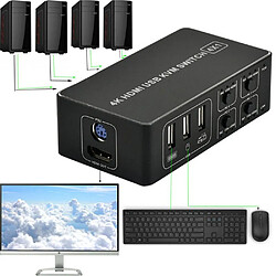 Universal 4 ports Commutateur KVM HDMI USB 4K Commutateur KVM HDMI 1 sur 4 USB thermique pour Win7 Win10 Souris et clavier Mac en HDMI