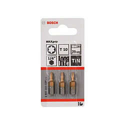 Avis Lot de 3 embouts de vissage Max Grip Torx T10 queue 6 pans mâle 1/4"" Longueur 25mm BOSCH 2607001688