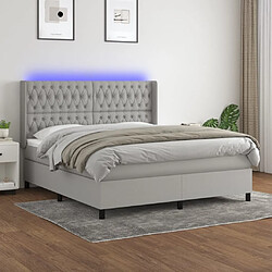 Sommier à lattes et matelas LED,Cadre à lattes de lit pour Adulte Gris clair 160x200 cm Tissu -MN62622