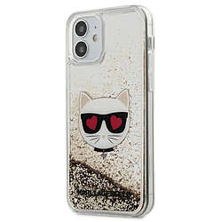 karl lagerfeld klhcp12slcglgo iphone 12 mini 5,4" zloty/gold coque dur liquid glitter choupette