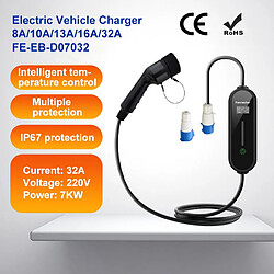 Chargeur Voiture Électronique 7KW Type 2 avec Indicateur Lumineux et Courant Ajustable FERRASTAR-Noir avec Sac Cadeau