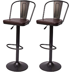 Decoshop26 2x tabourets de bar en synthétique marron et métal noir style industrielle hauteur réglable TDB04053