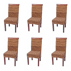 Decoshop26 Lot de 6 chaises en rotin banane tressée pieds marron CDS04203