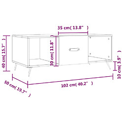 vidaXL Table basse chêne marron 102x50x40 cm bois d'ingénierie pas cher