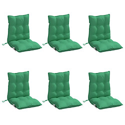 vidaXL Coussins de chaise à dossier bas lot de 6 vert tissu oxford pas cher