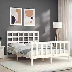 Acheter Maison Chic Lit adulte - Cadre Structure de lit avec tête de lit Contemporain blanc 140x200 cm bois massif -MN79206