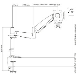 Support de bureau InLine® avec poussoir amovible pour téléviseur / écrans jusqu'à 68 cm 27 ""max. 9 kg