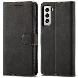 Etui en PU surface mate, fonction de balayage antivol, fermoir magnétique avec support noir pour votre Samsung Galaxy S21 5G