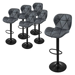 ML-Design Lot 6 tabourets de bar rembourrées en simili anthracite hauteur réglable 59-79cm 