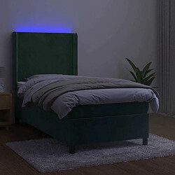 Avis Maison Chic Lit adulte- Lit + matelas + LED,Sommier à lattes de lit matelas LED Vert foncé 90x200cm Velours -GKD61662