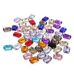 50pcs 13 * 18mm Rectangle Acrylique Rhinestone Bouton Multicolore Pour Diy Artisanat