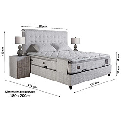 Vivenla Ensemble de lit coffre 180x200 en tissu bouclette blanc avec un matelas à ressorts ensachés 7 zones de confort de la collection LONDON pas cher