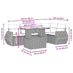 vidaXL Salon de jardin avec coussins 6 pcs marron résine tressée pas cher