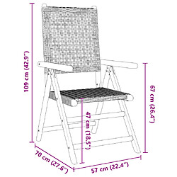 vidaXL Chaises inclinables de jardin lot de 8 beige rotin bois massif pas cher