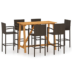 Maison Chic Table de bar et chaises d'extérieur 7 pcs,Ensemble de bar de jardin pour relax Marron -GKD221385