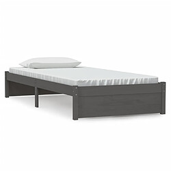 vidaXL Cadre de lit sans matelas gris bois massif 90x200 cm