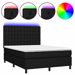 Sommier à lattes,Cadre à lattes de lit et matelas et LED pour Adulte Noir 140x190 cm Tissu -MN85557