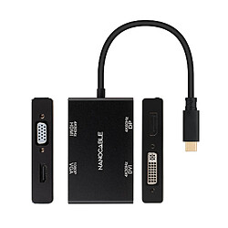 Avis Convertisseur Nanocable USB-C/M vers HDMI/H + DVI/H + DP/H + VGA/H - 10cm - Couleur Noir