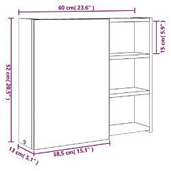 vidaXL Armoire de salle de bain à miroir avec LED chêne 60x13x52 cm pas cher